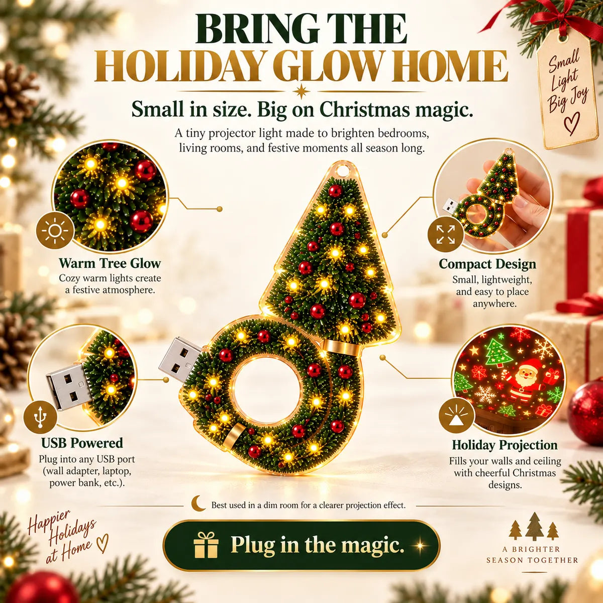 🎄Mini Christmas Tree with Lights – Tiny LED Christmas Tree for Holiday Home Decor