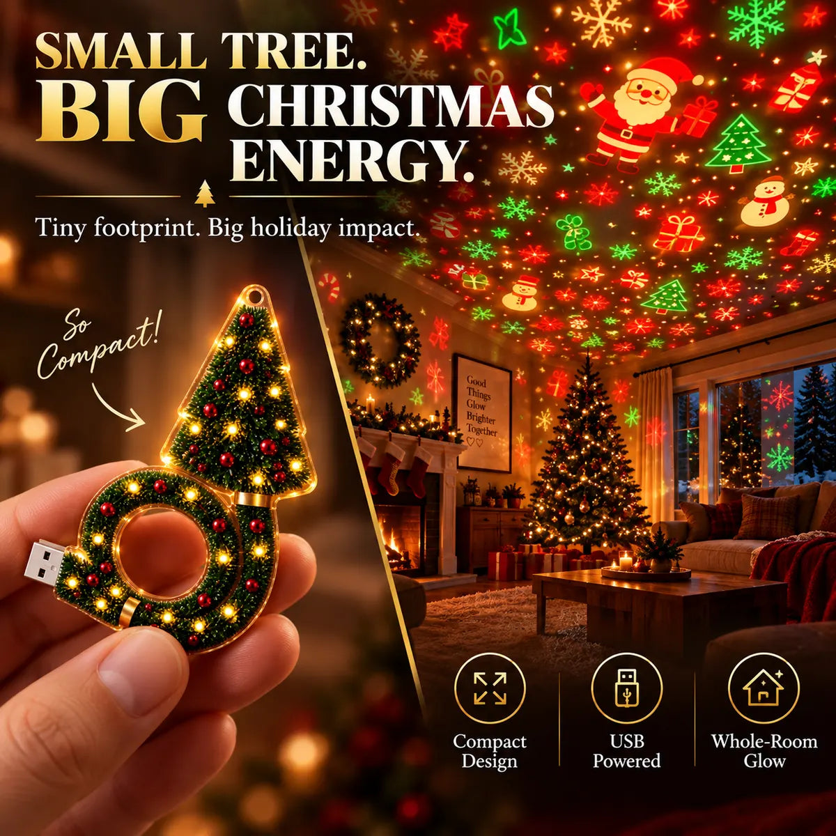 🎄Mini Christmas Tree with Lights – Tiny LED Christmas Tree for Holiday Home Decor