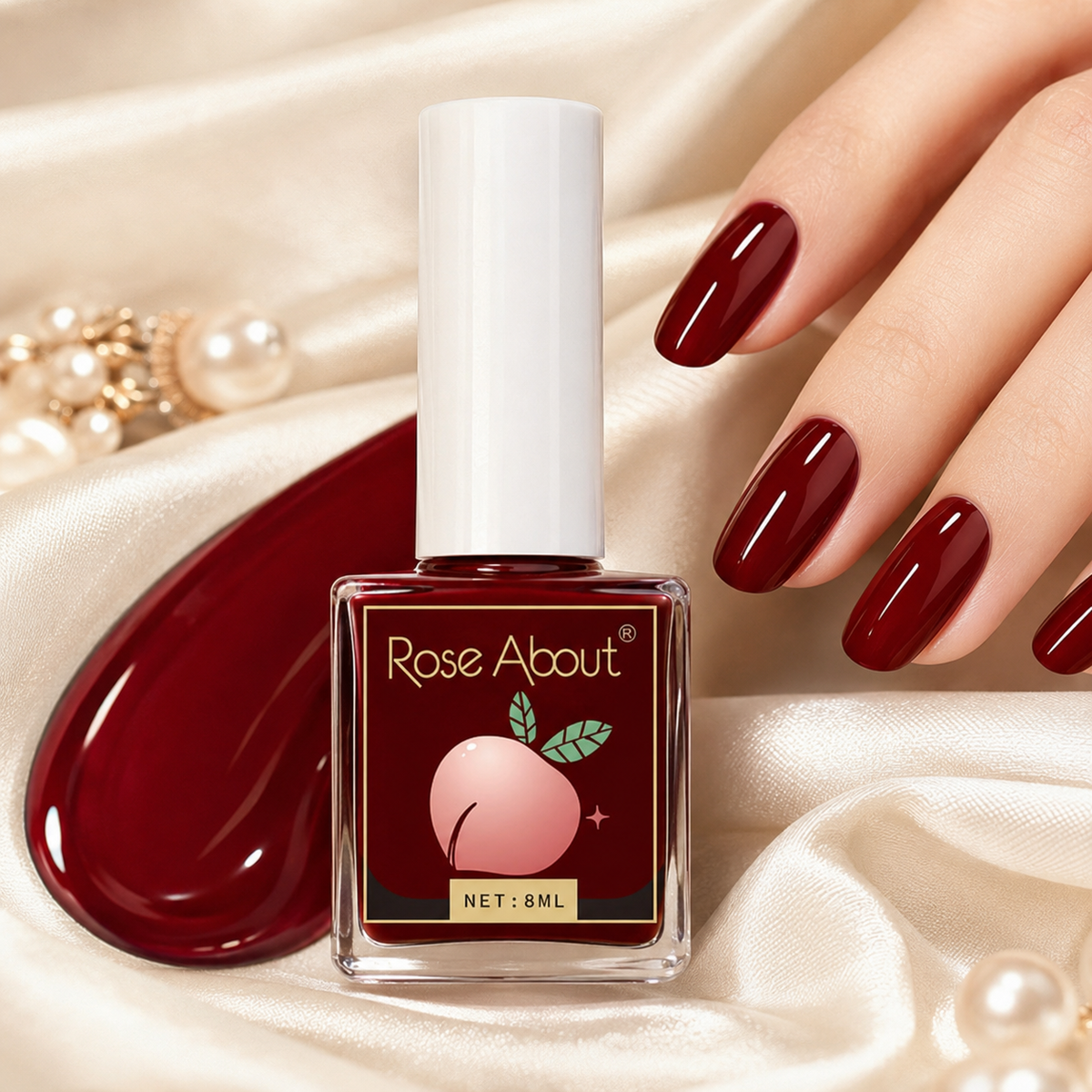Burgundy Red Nail Polish, Glossy Wine Red Manicure Color, 8ML