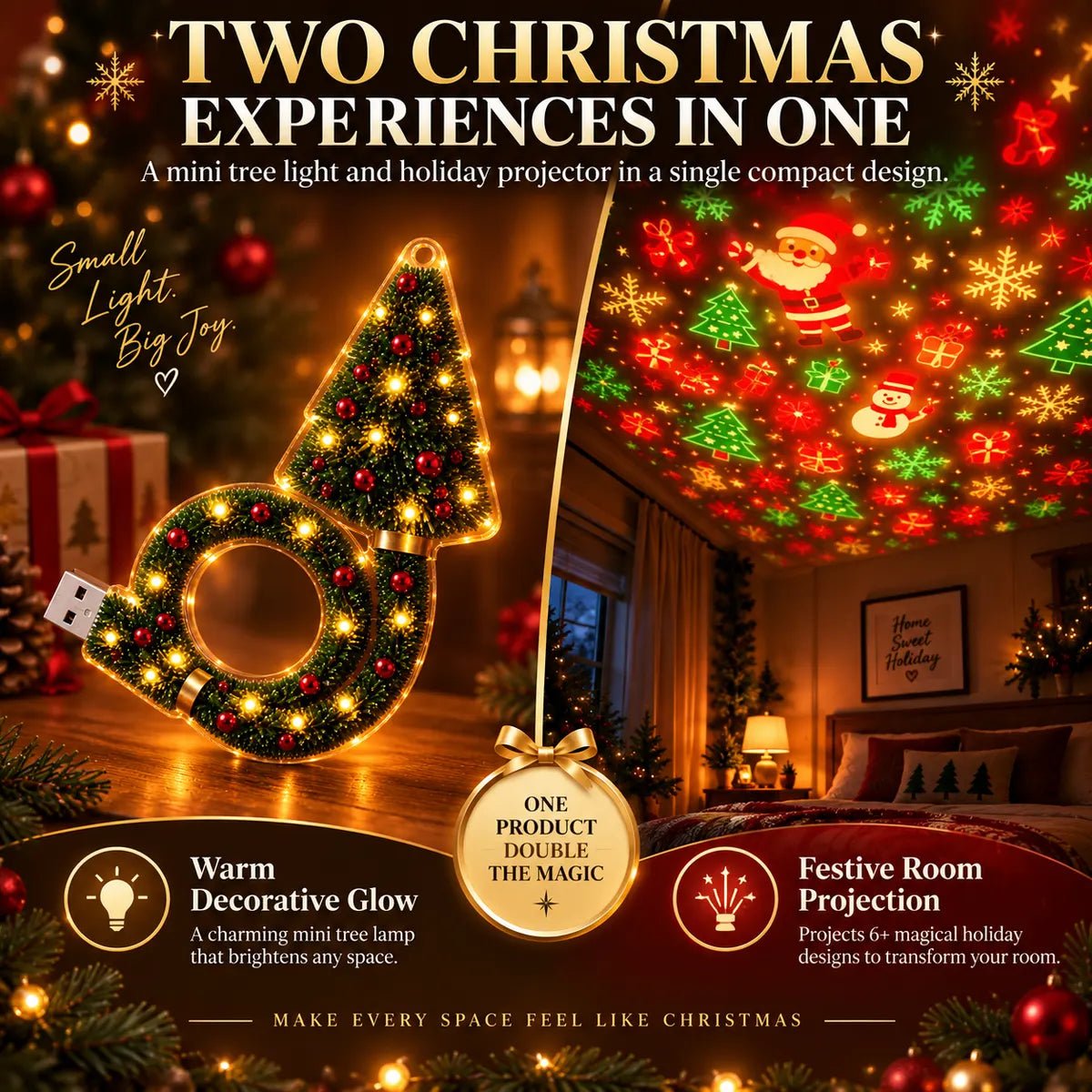 🎄Mini Christmas Tree with Lights – Tiny LED Christmas Tree for Holiday Home Decor