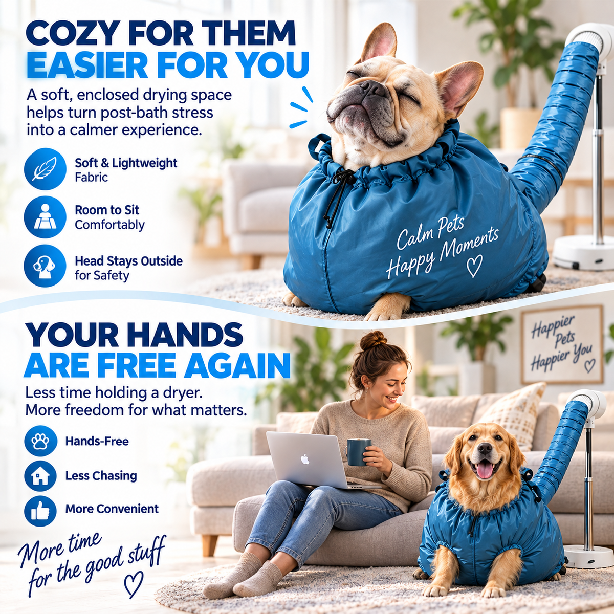 🐶 Cozy Dog Drying Bag – Quick-Dry Pet Towel