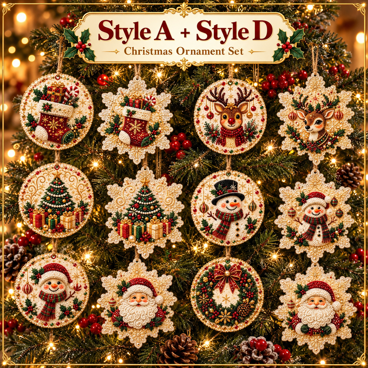 12-Piece Set – Christmas Styles A & K